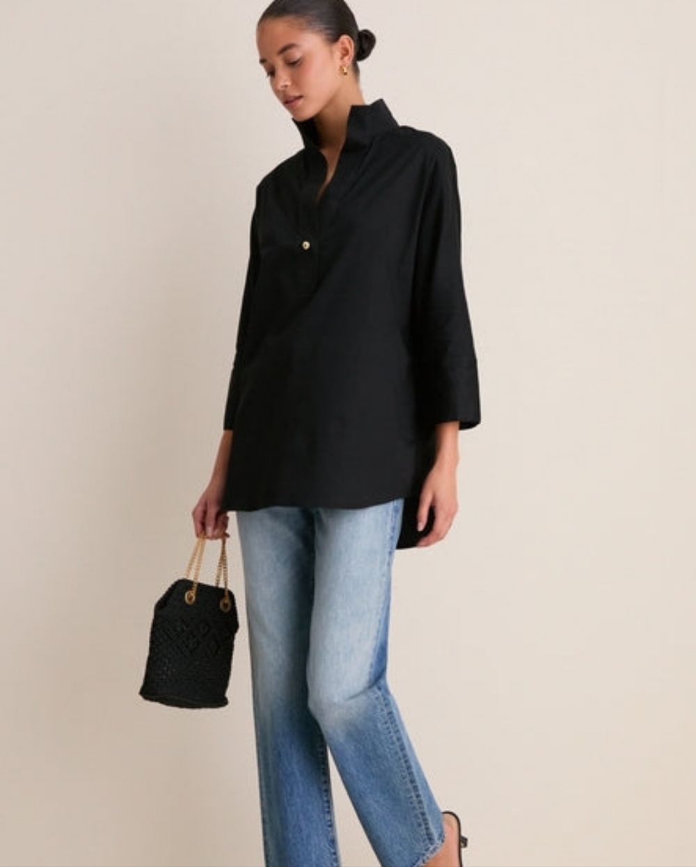 Tuckernuck Black Willow Popover Tunic Top Blouse